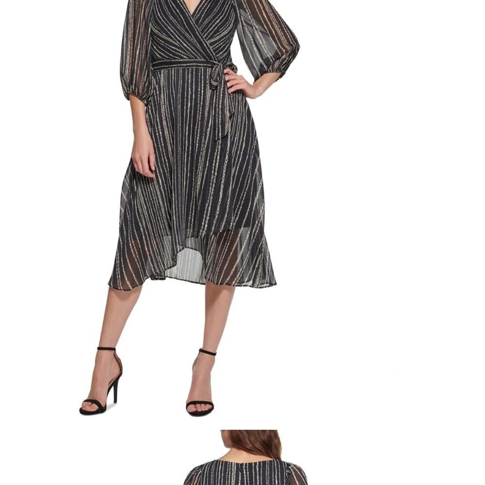 DKNY Womens Chiffon Printed Fit & Flare Dress | 10